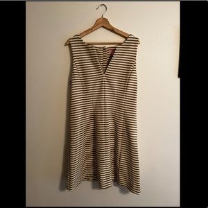 Lilly Pulitzer Brielle Gold and White Striped Dress Size XL XLarge